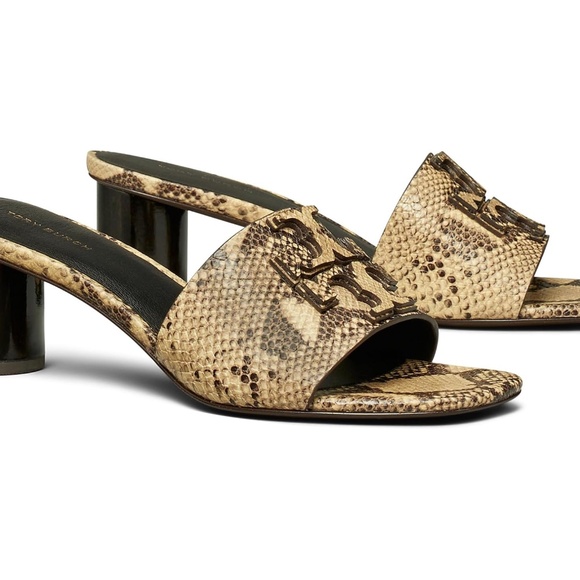 TORY BURCH 55 mm INES HEELED MULE SANDAL in Desert Dusk Roccia Size 8 - Picture 1 of 10